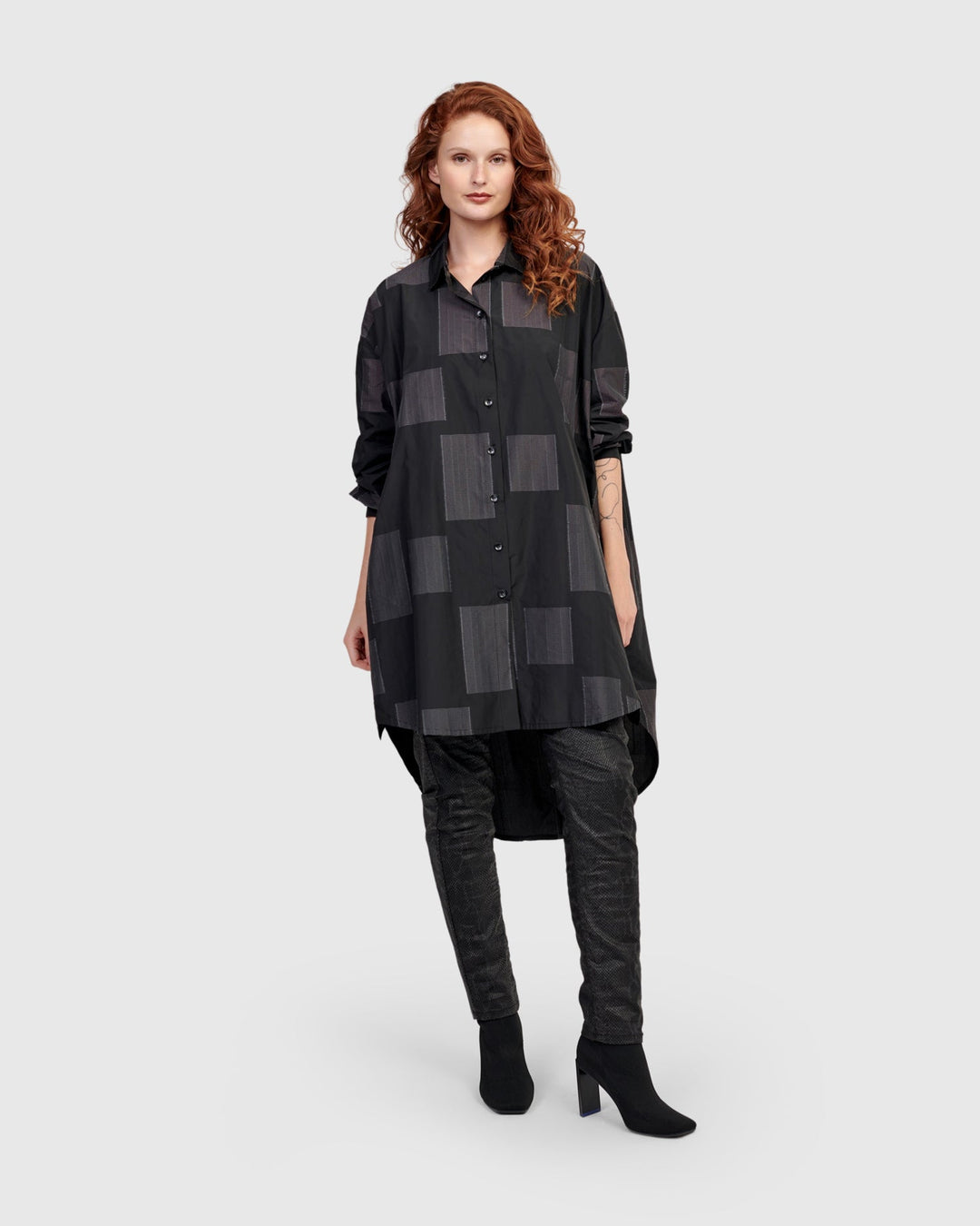 Urban Omni Oversized Tunic Shirt, Squares