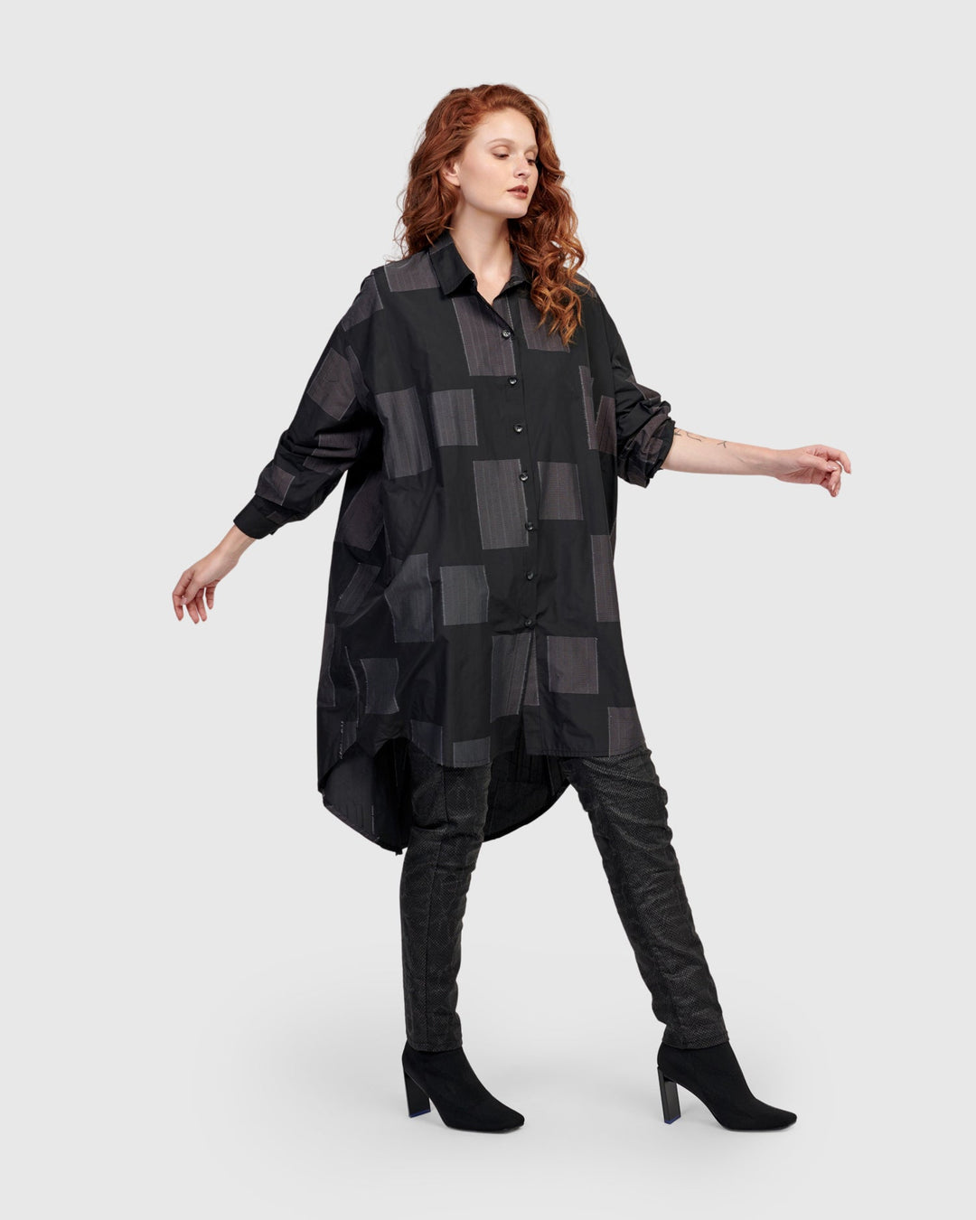 Urban Omni Oversized Tunic Shirt, Squares