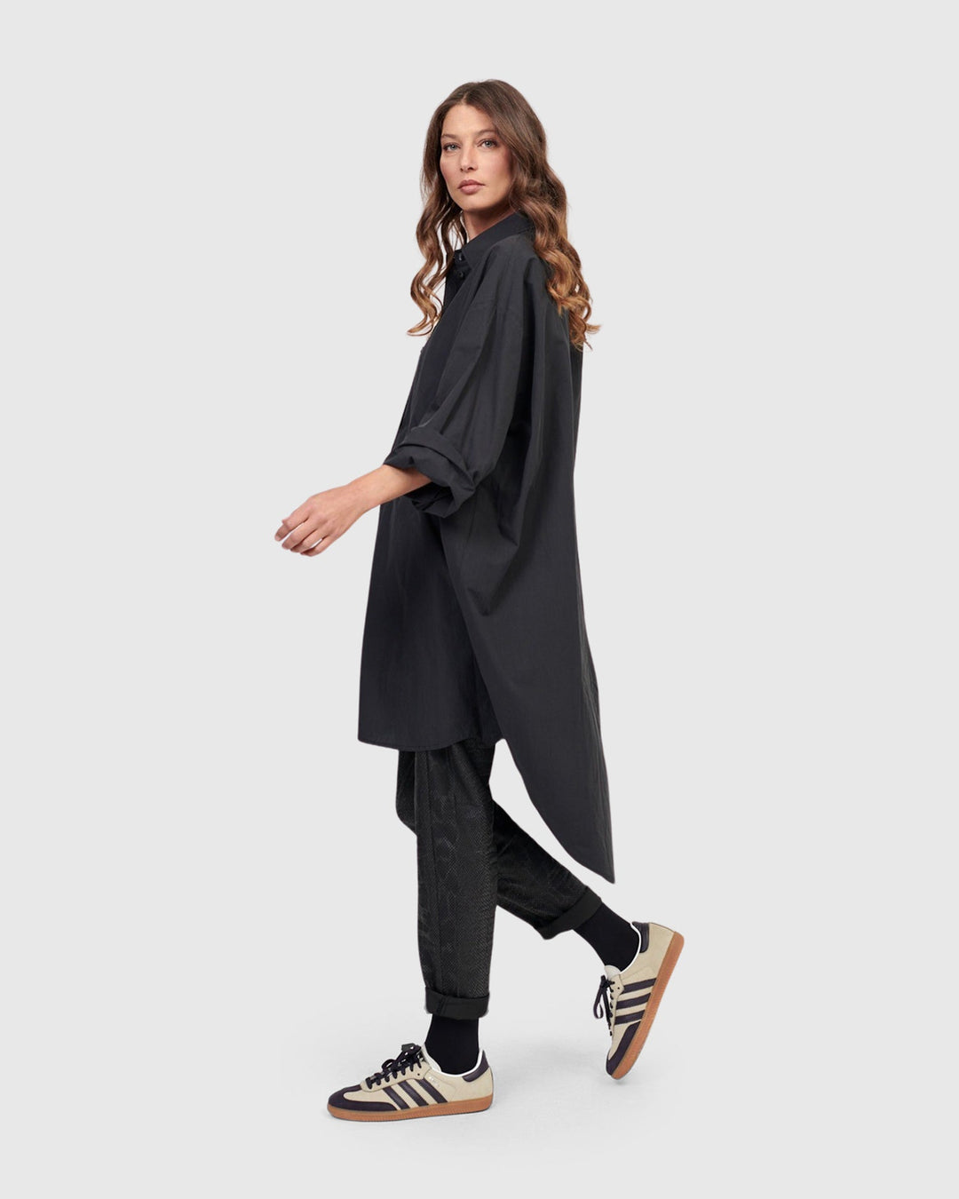 Urban Mystique Oversized Tunic Shirt, Black