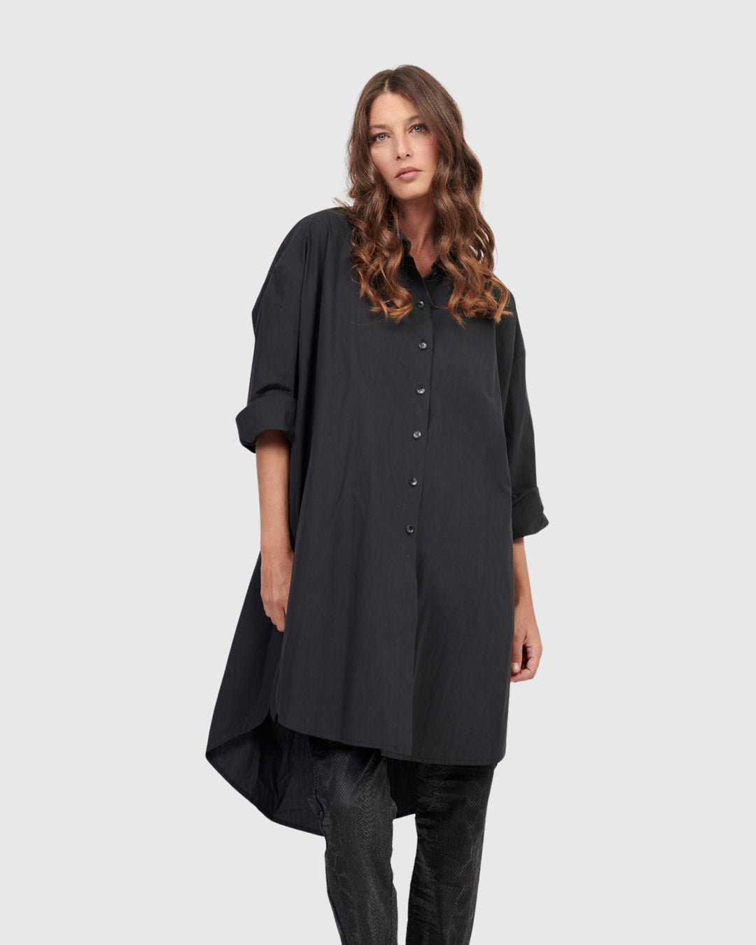 Urban Mystique Oversized Tunic Shirt, Black