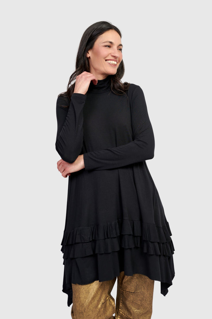 Urban Softie Ruffle Tunic, Black
