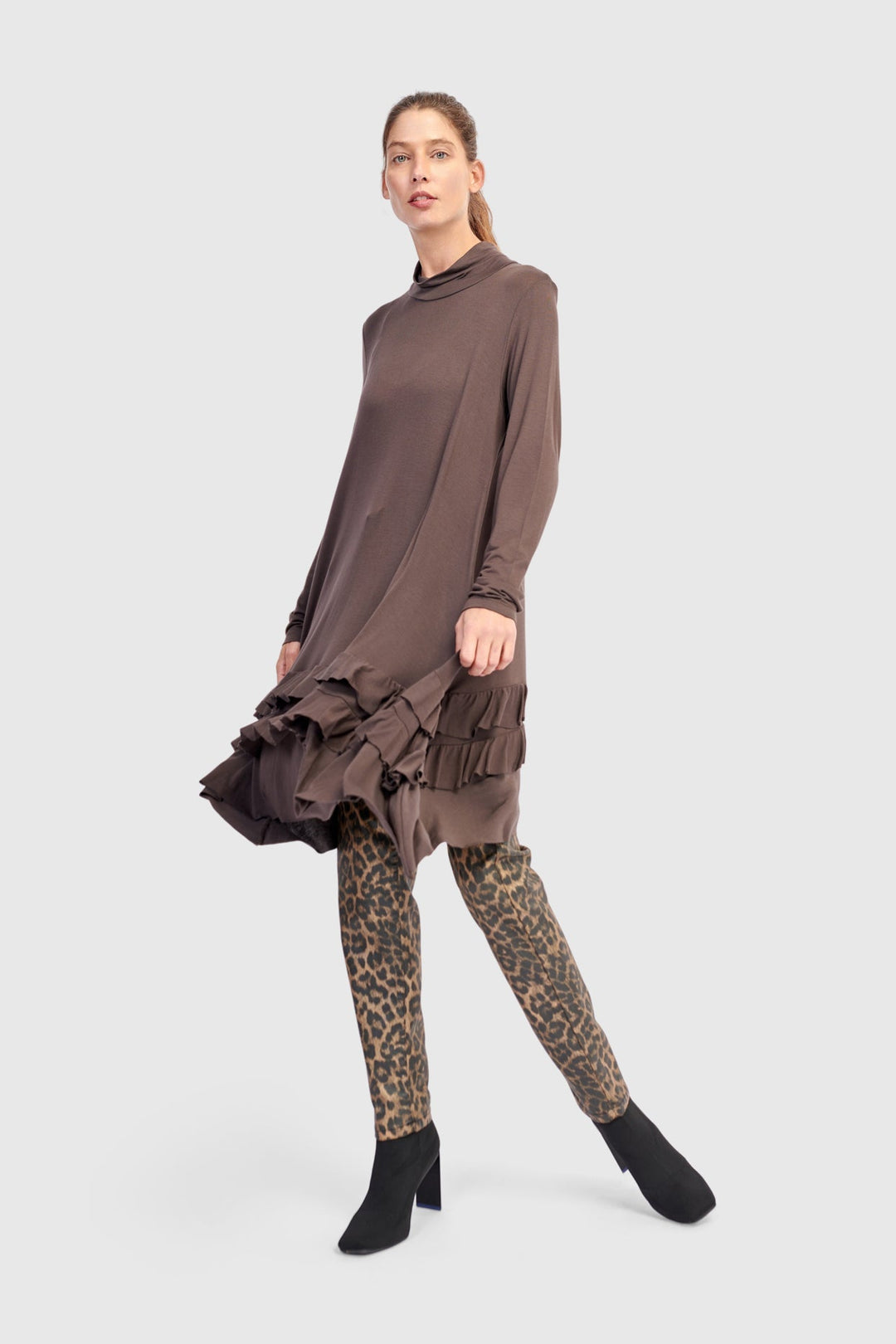 Urban Softie Ruffle Tunic, Mocha