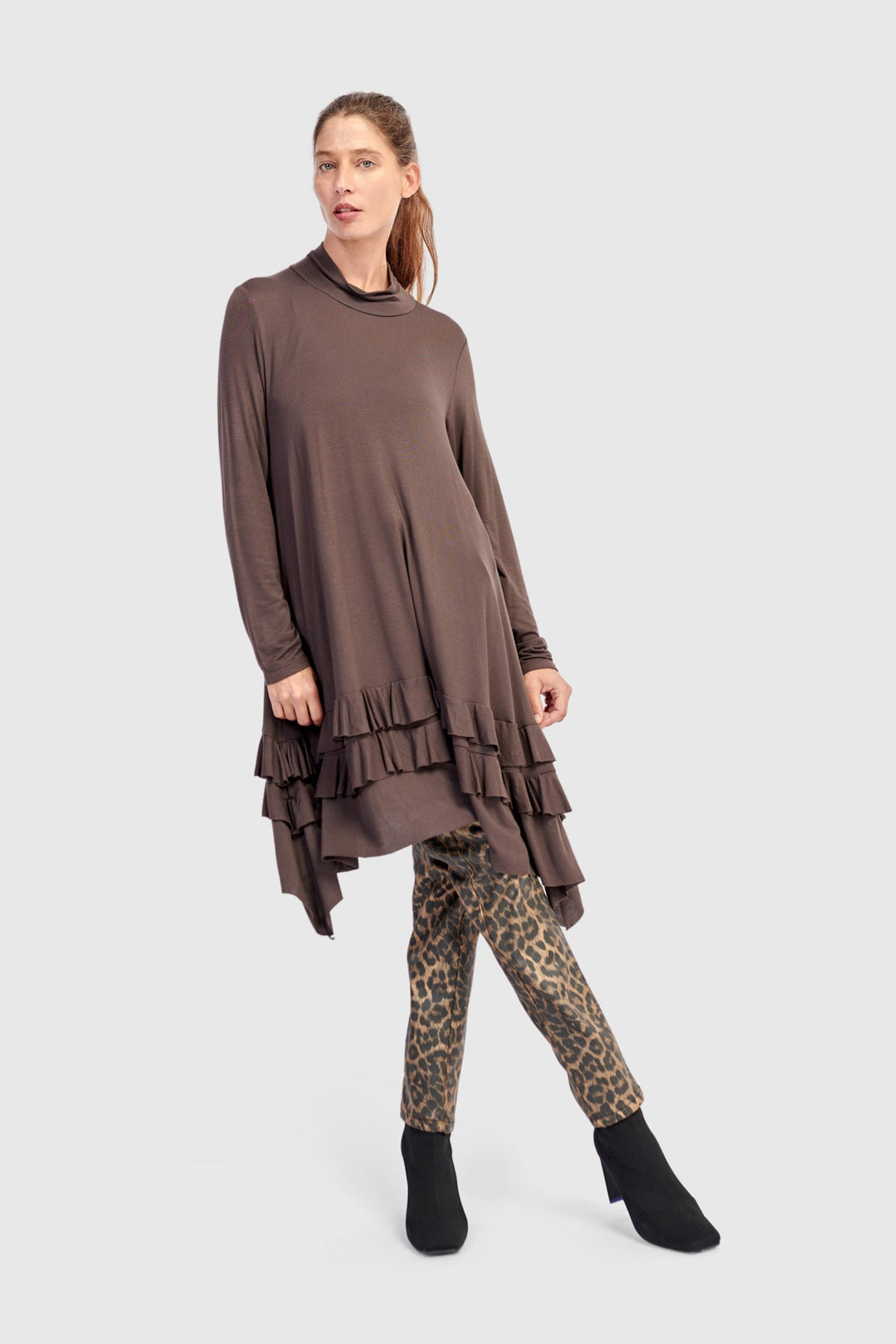 Urban Softie Ruffle Tunic, Mocha