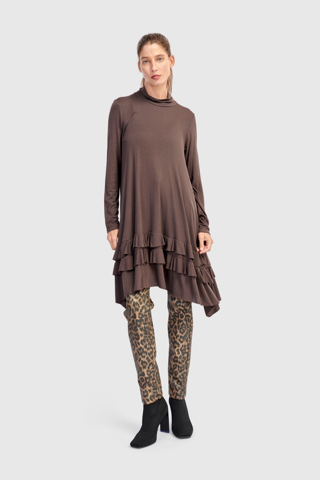 Urban Softie Ruffle Tunic, Mocha