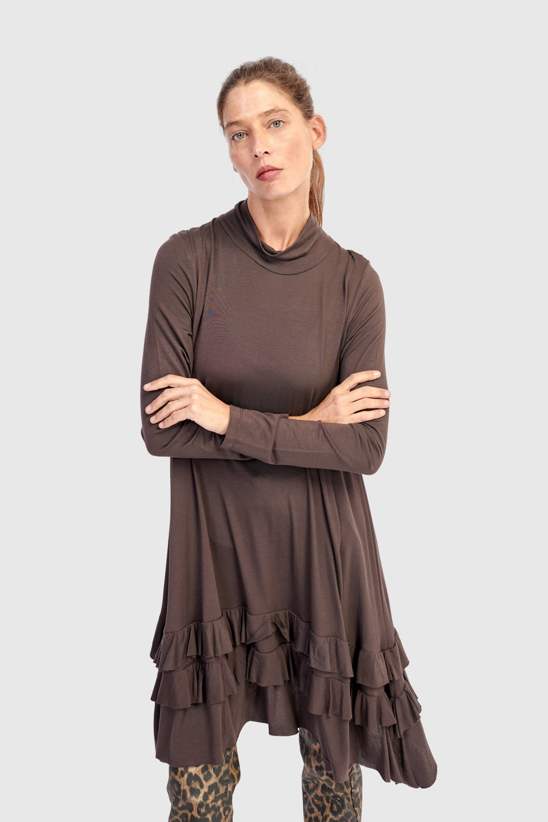 Urban Softie Ruffle Tunic, Mocha
