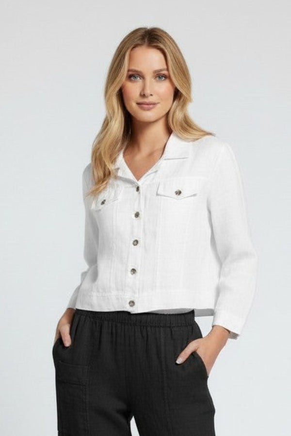 Linen Jean Jacket White