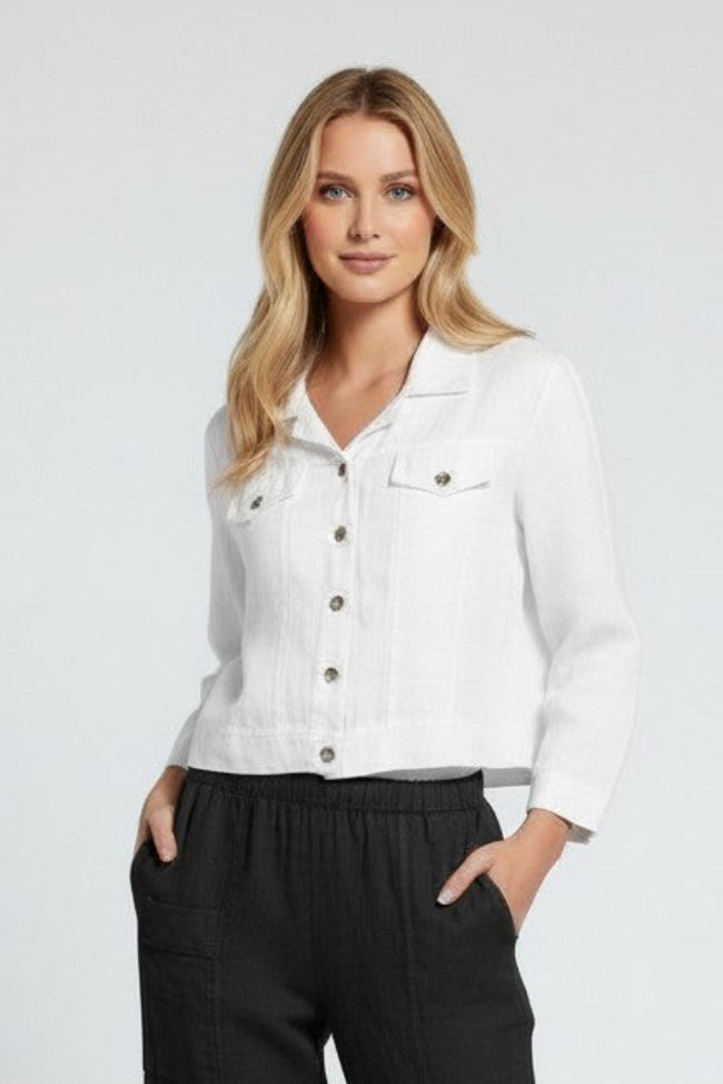 Linen Jean Jacket White
