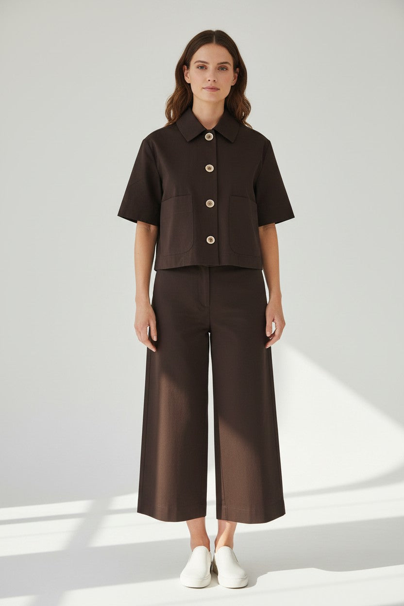 Short Sleeve Blazer Chocolate