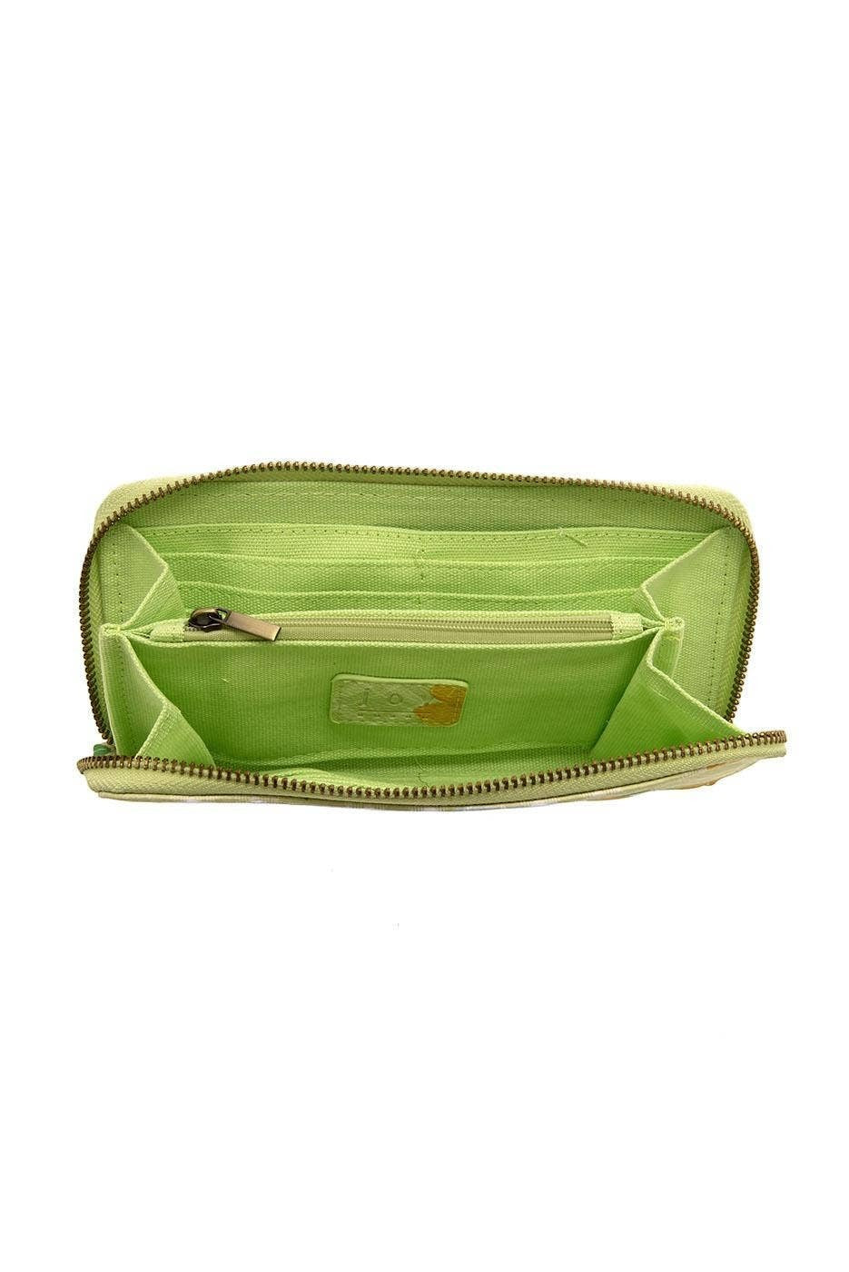 Chloe Printed Zip Around Wallet/ Wristlet Lime Plaid Lemons