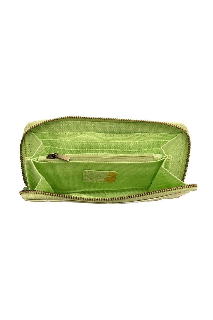 Chloe Printed Zip Around Wallet/ Wristlet Lime Plaid Lemons