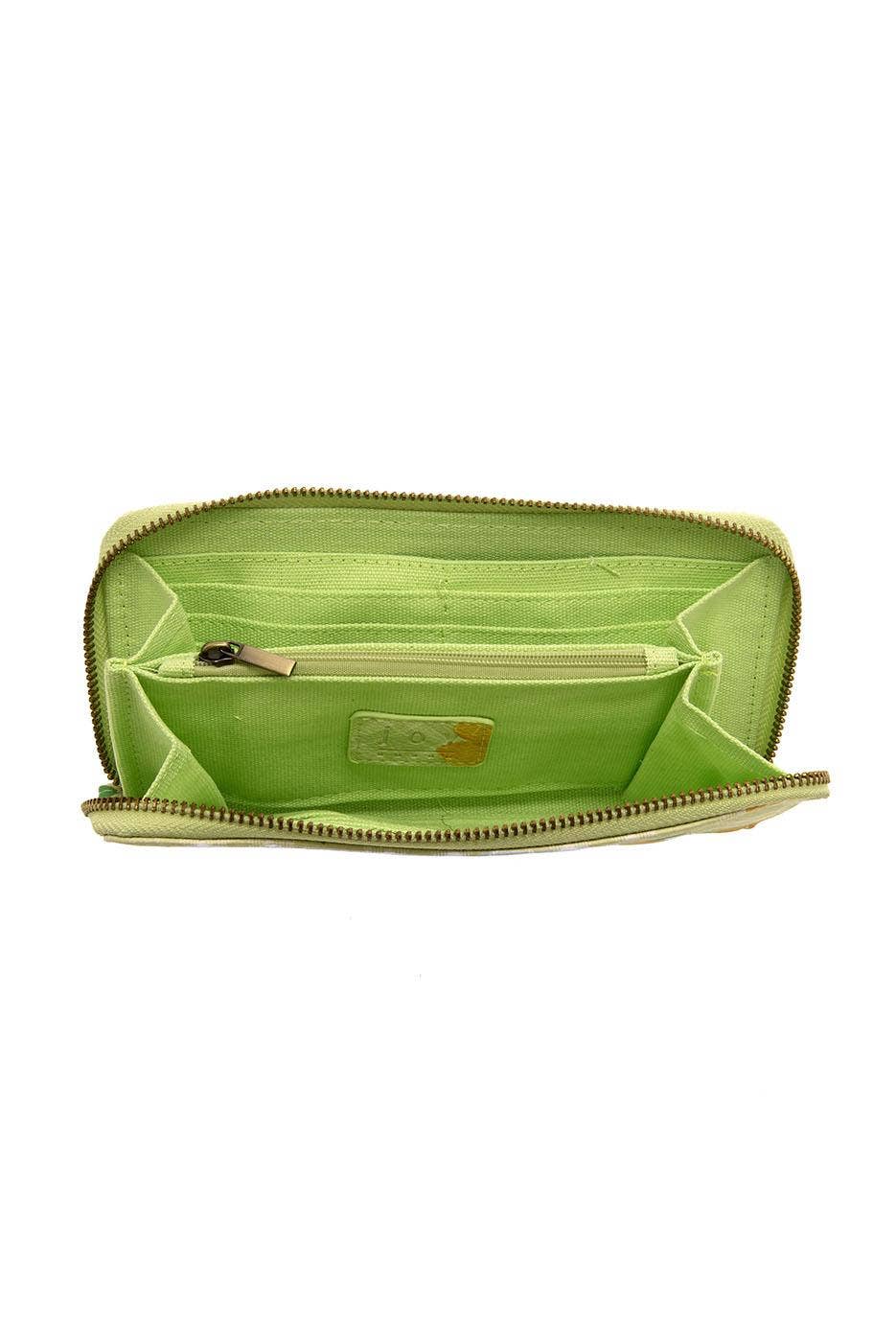 Chloe Printed Zip Around Wallet/ Wristlet Lime Plaid Lemons