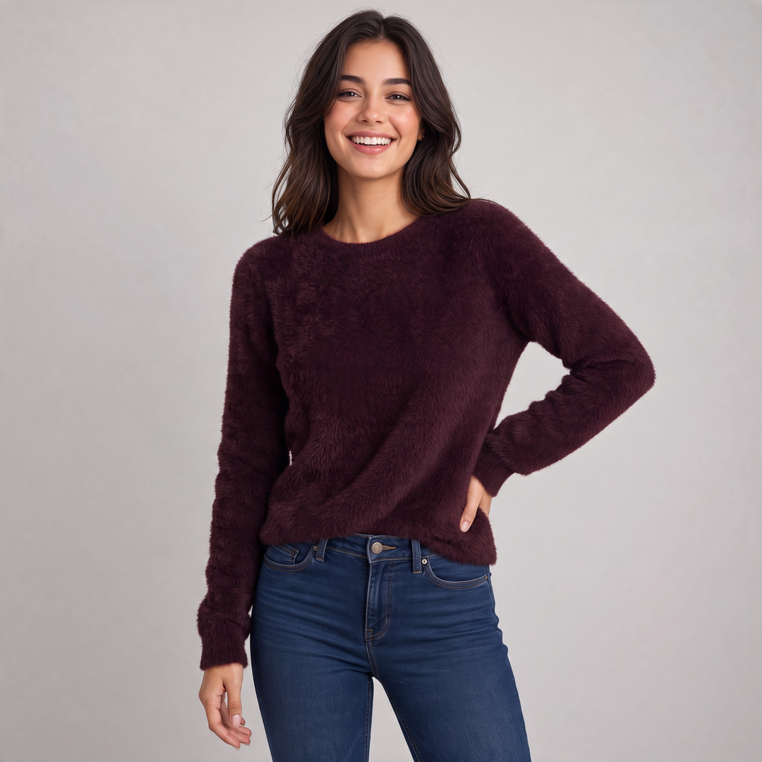 Ashlyn Brushed Yarn Sweater Zinfandel