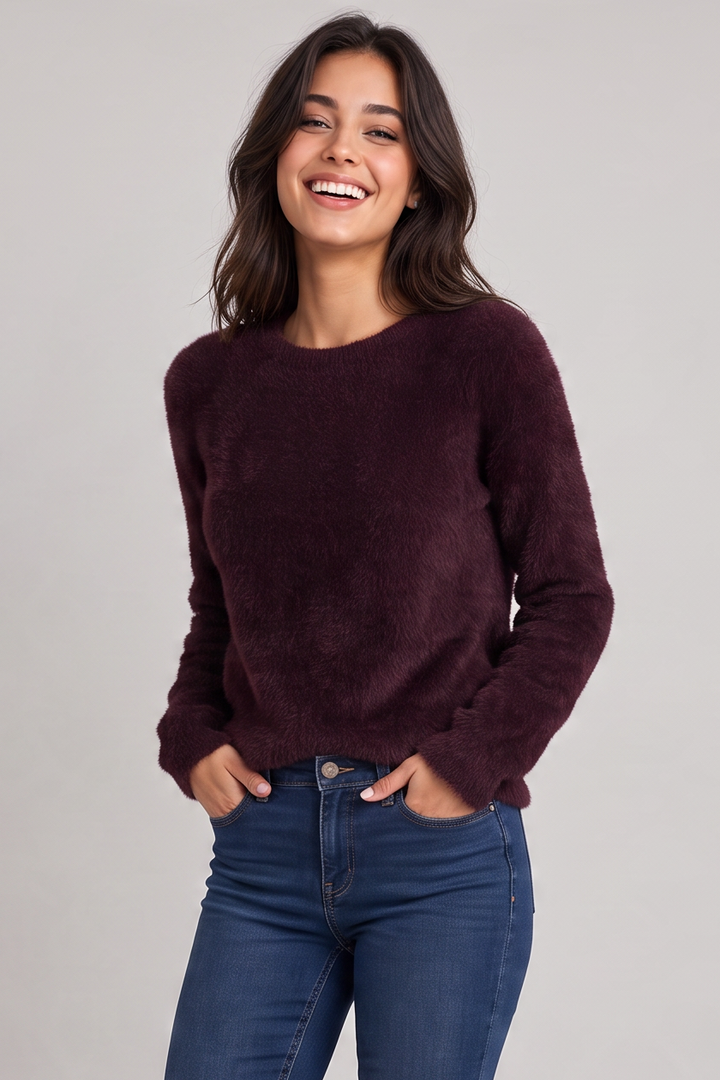 Ashlyn Brushed Yarn Sweater Zinfandel