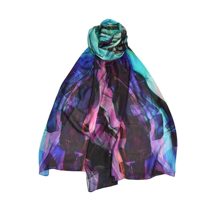 Frizzle Abstract Silk Scarf Blue