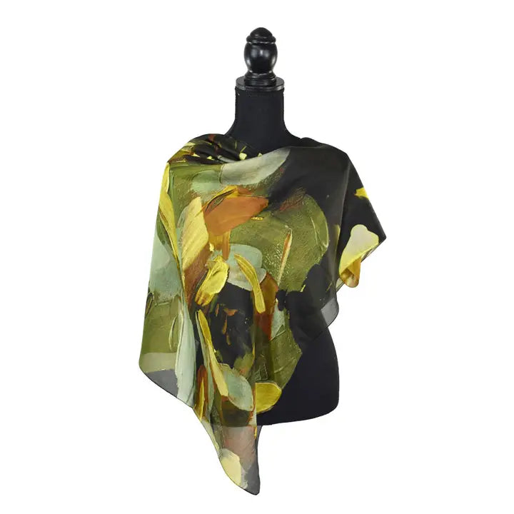 Willamena Striking Floral Scarf Olive