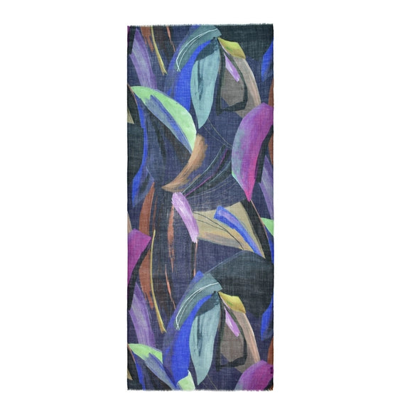 Della Abstract Leaf Print Scarf