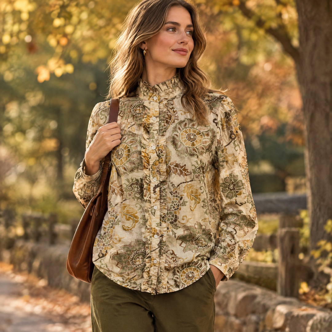 Ruffle Print Blouse-TOPS-ELLIOTT LAUREN-Just Perfect Collection