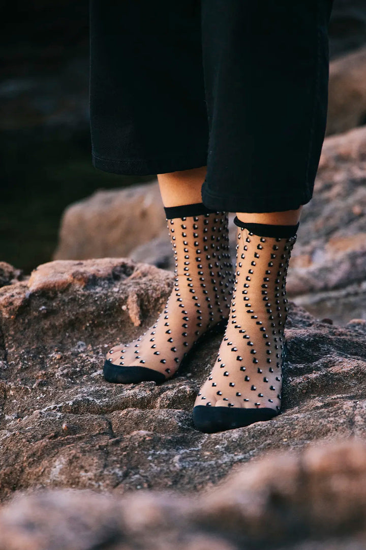 Crescent Sheer Socks in Black