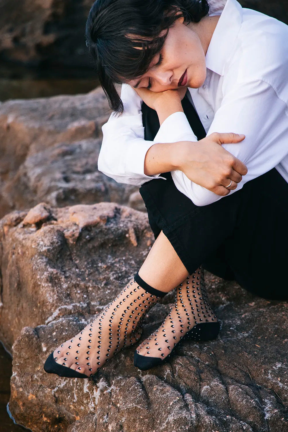 Crescent Sheer Socks in Black