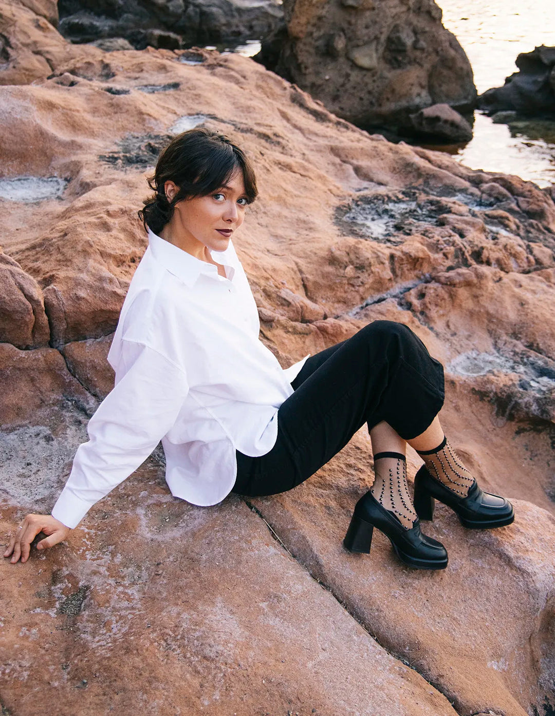 Crescent Sheer Socks in Black