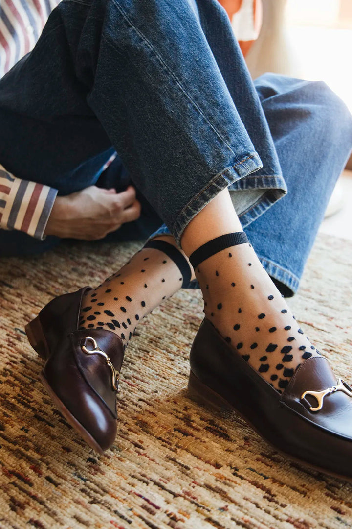 Nakameguro Sheer Socks in Black Dots
