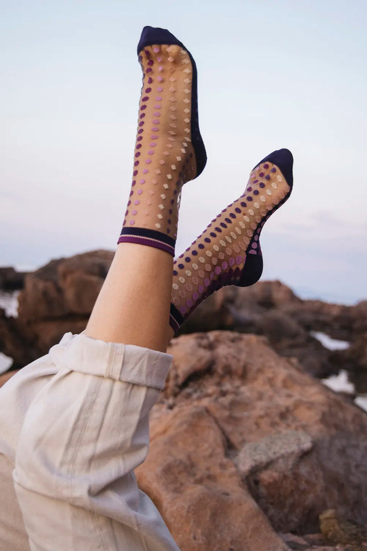 Vetrata Sheer Sock with Ovals in Violet