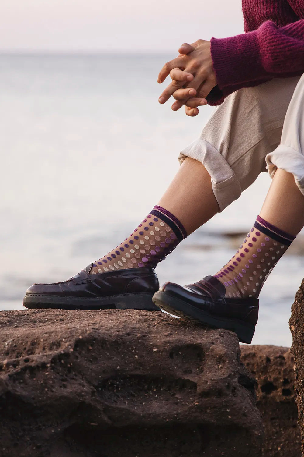 Vetrata Sheer Sock with Ovals in Violet