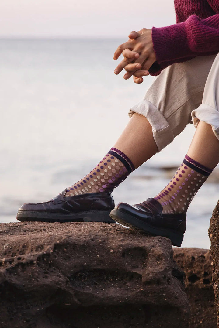 Vetrata Sheer Sock with Ovals in Violet