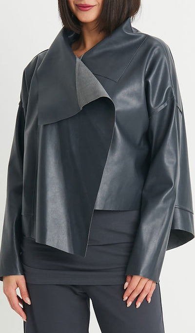 Faux Leather Asymmetrical Jacket