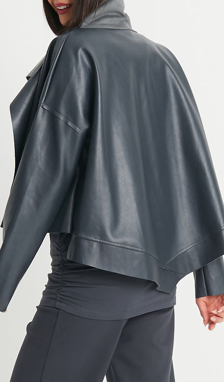 Faux Leather Asymmetrical Jacket