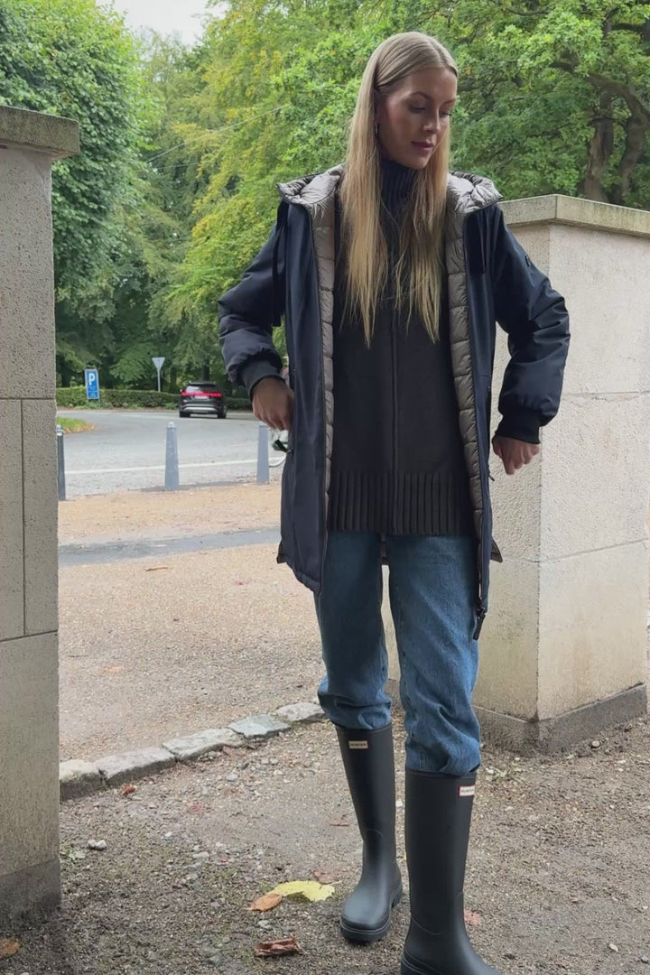 Patricia Hooded Reversible Raincoat Navy-COATS-JUNGE-Just Perfect Collection
