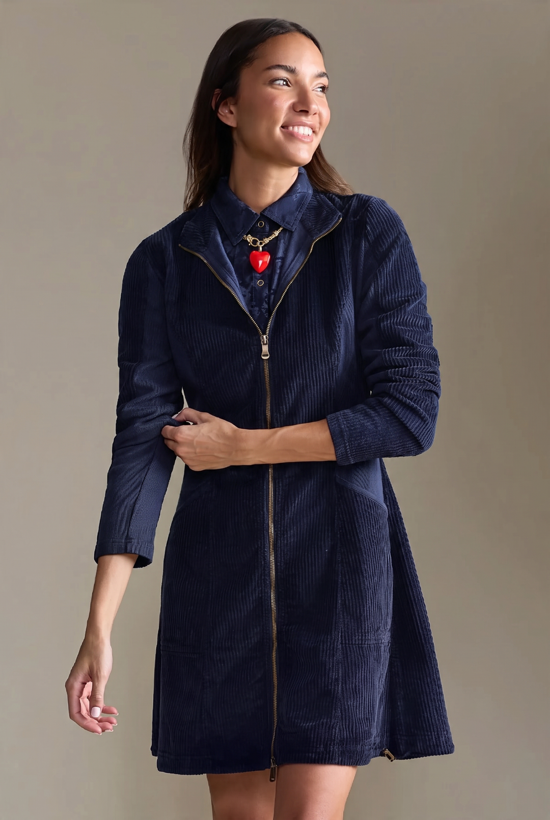Uzma Corduroy Jacket Dress Navy