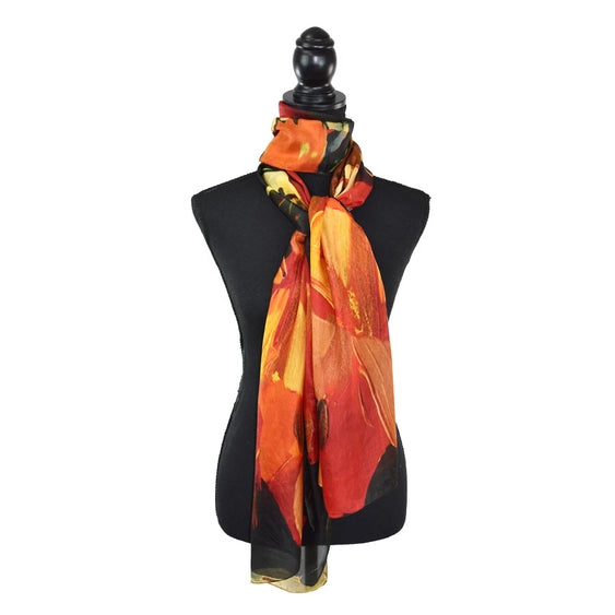 Willamena Striking Floral Scarf Orange