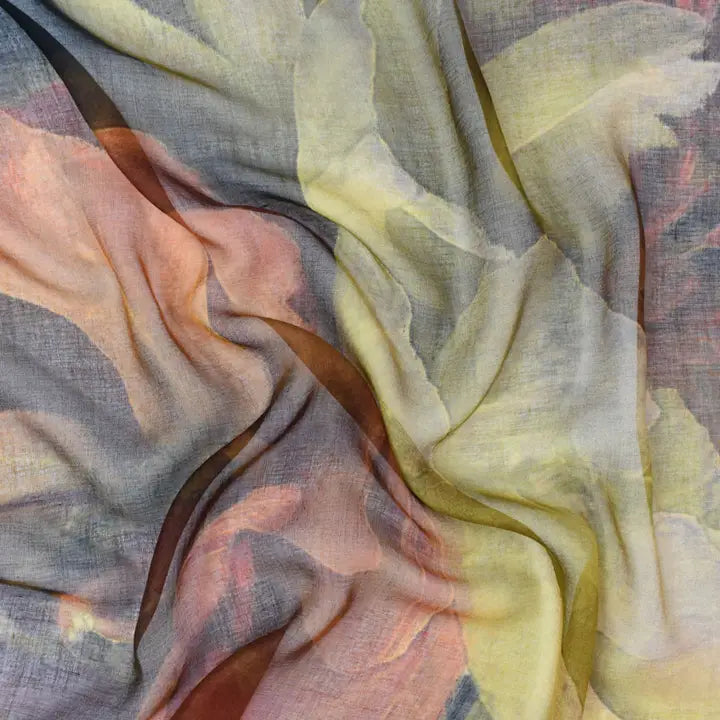 Benecio Autumnal Floral Scarf Yellow