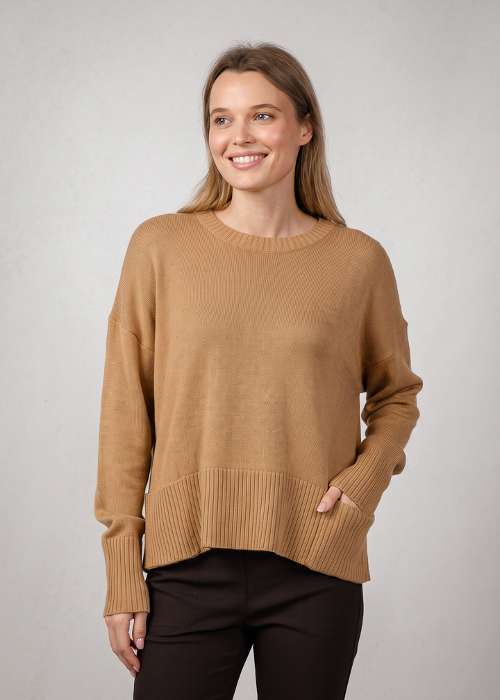 Hem Pocket Sweater Camel