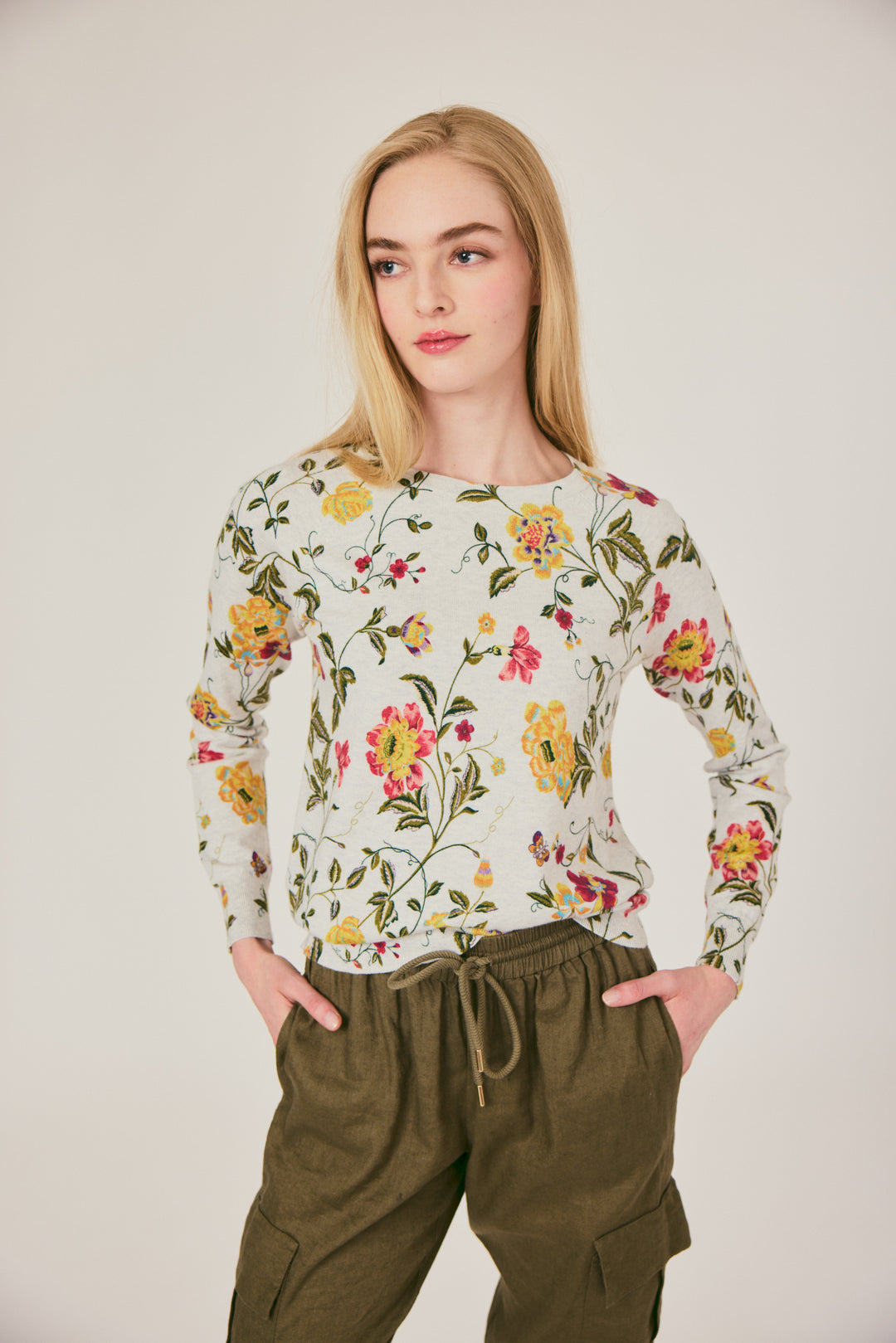 Floral Crew Sweater