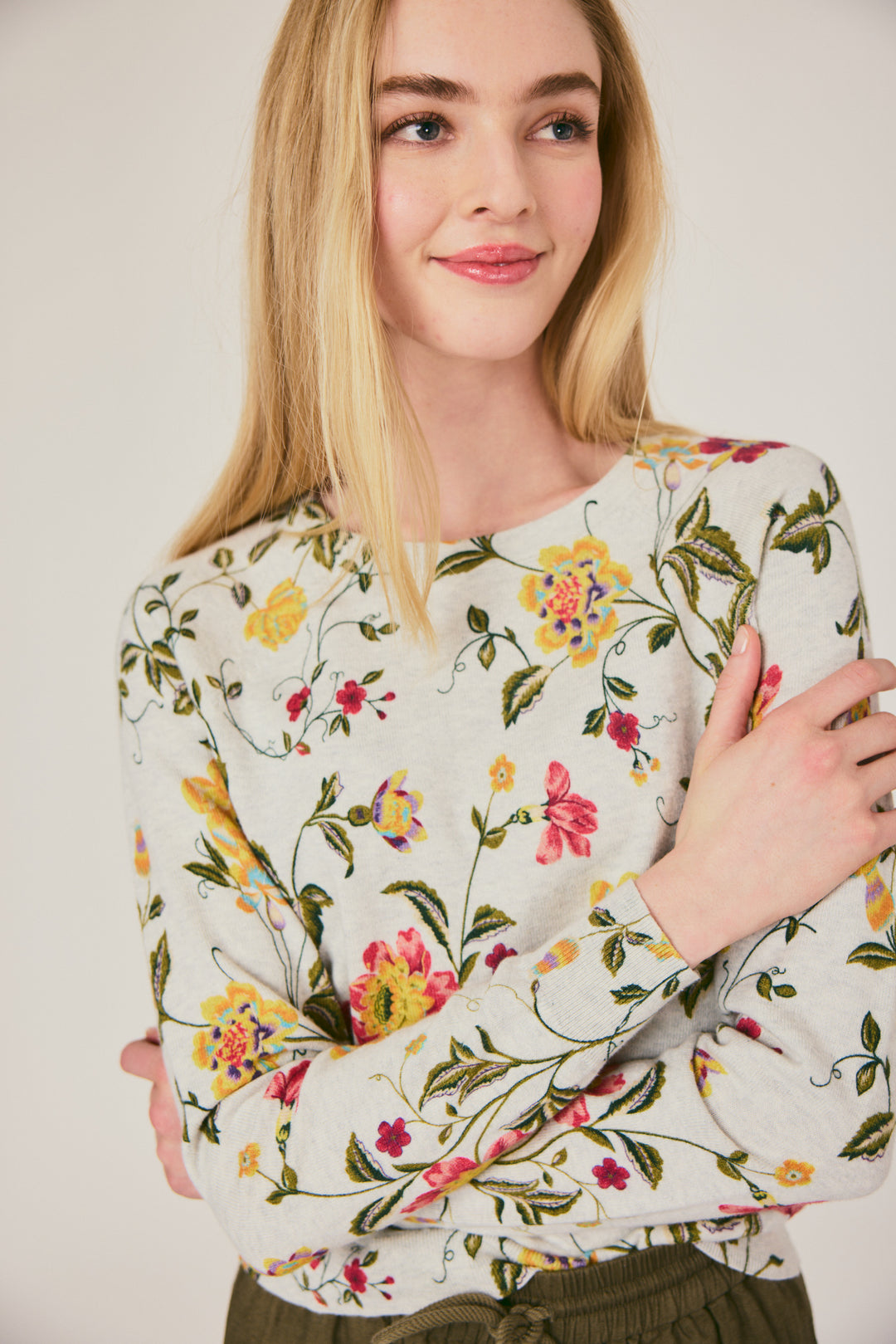 Floral Crew Sweater