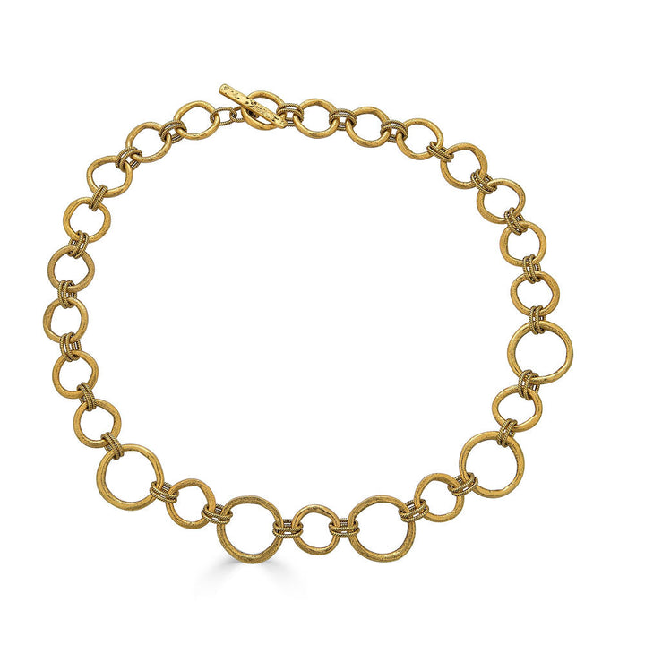Mixed Metal Sculpted Circle Necklace