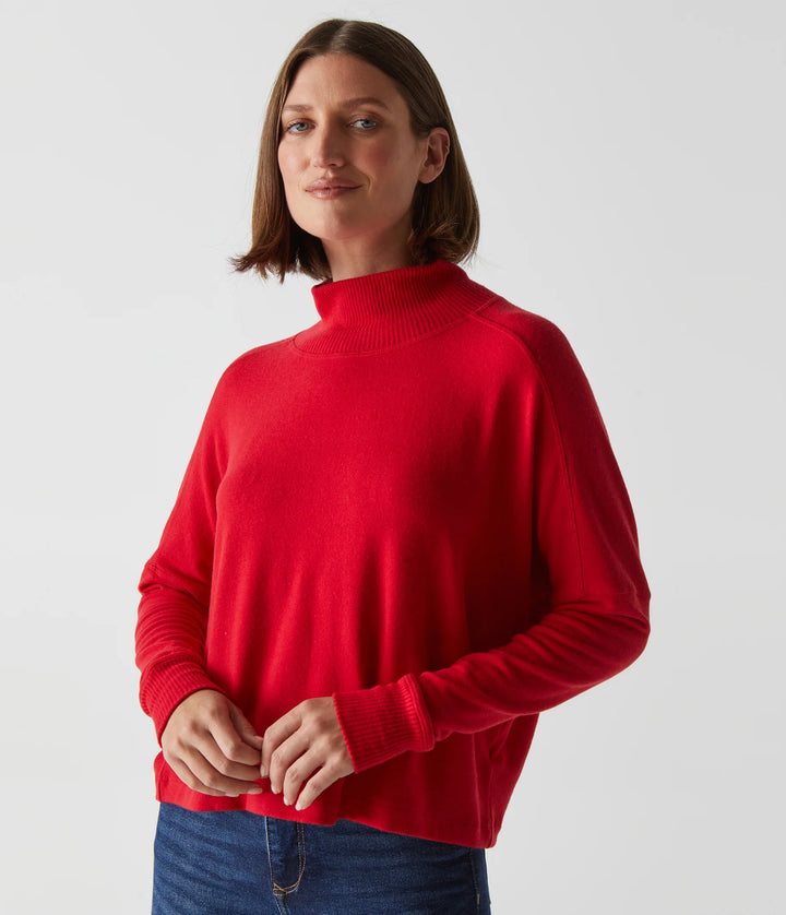 Frida Mock Neck Top Cardinal