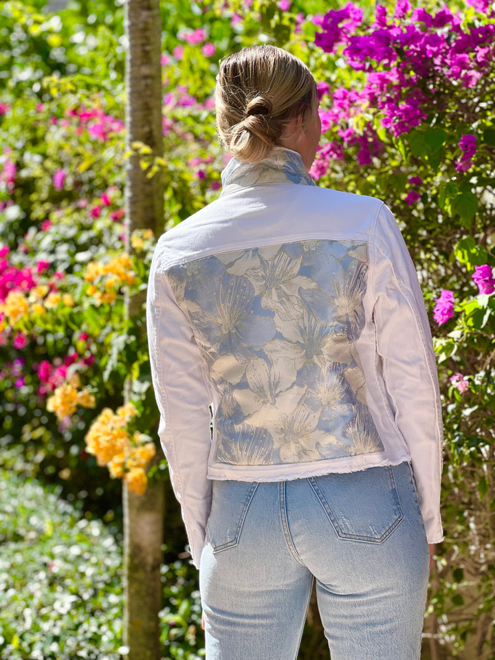 The White Denim Jacket / Blue Shimmer