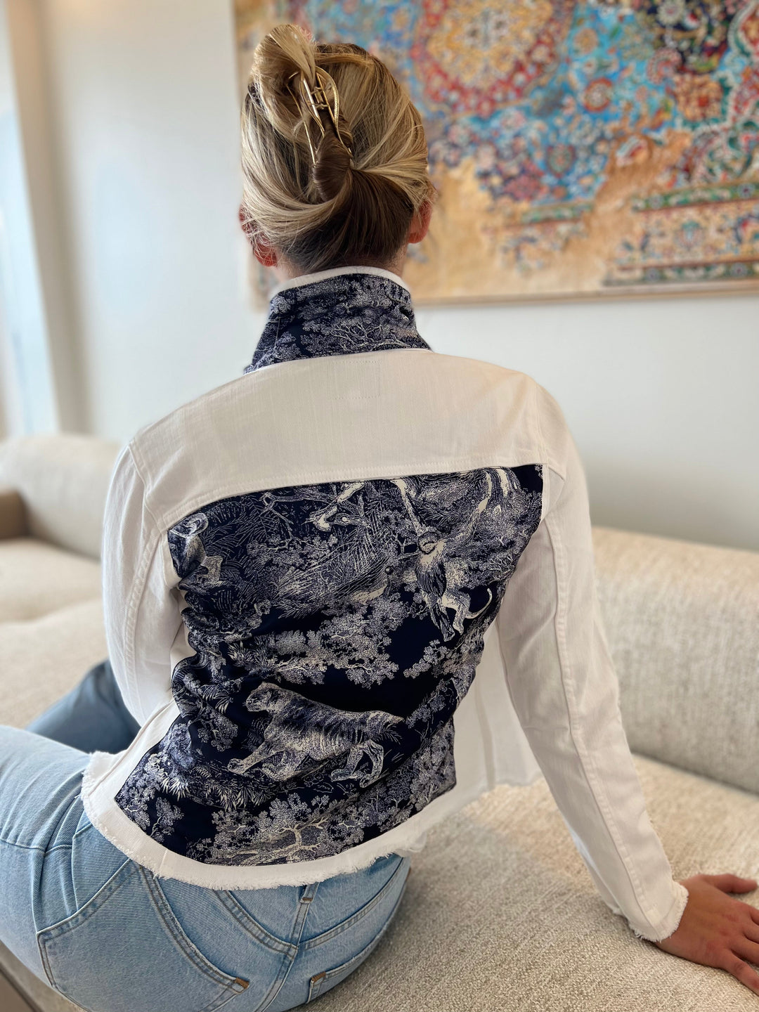 The White Denim Jacket / Navy Toile