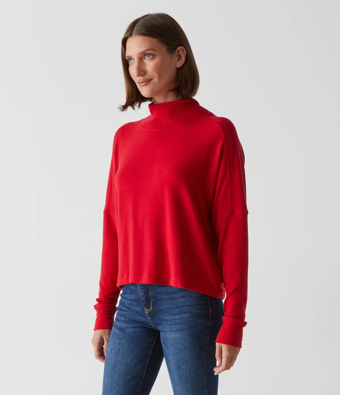 Frida Mock Neck Top Cardinal