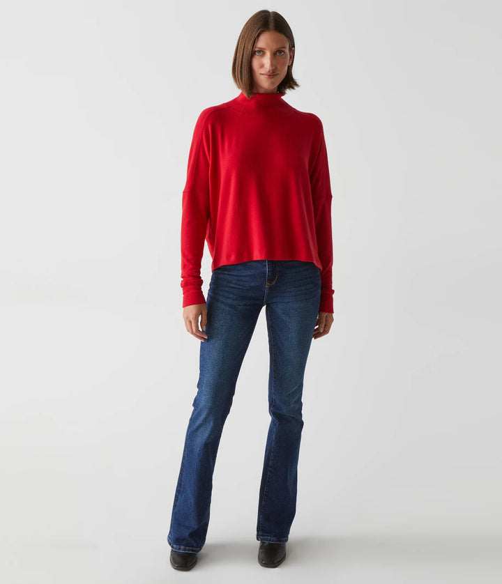 Frida Mock Neck Top Cardinal