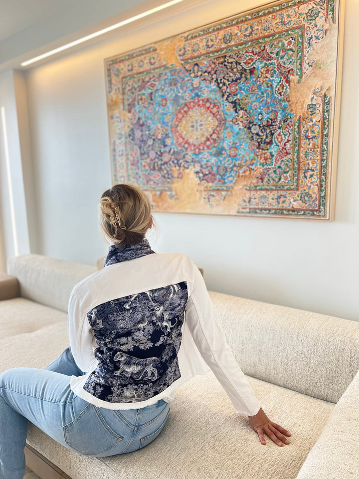 The White Denim Jacket / Navy Toile