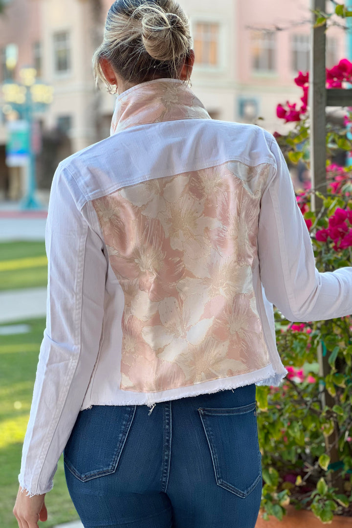 The White Denim Jacket / Pink Shimmer