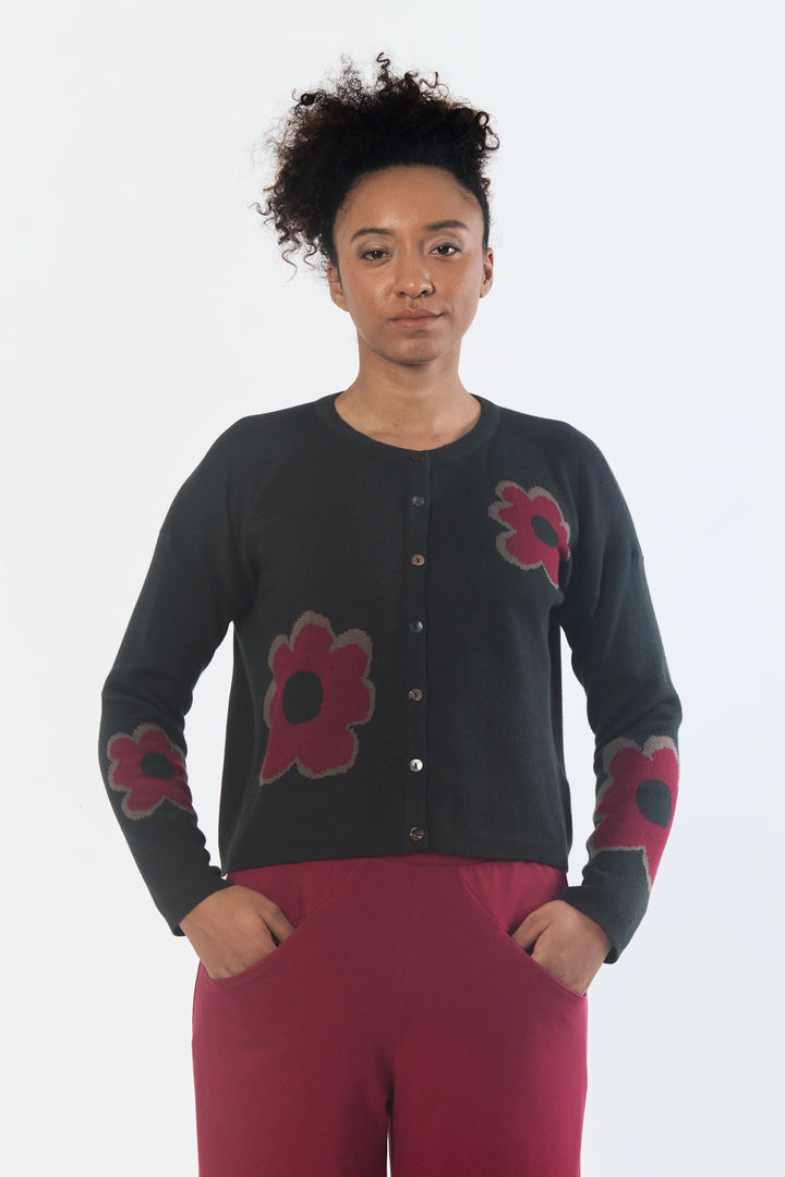 Bloom Cardigan Black Cherry