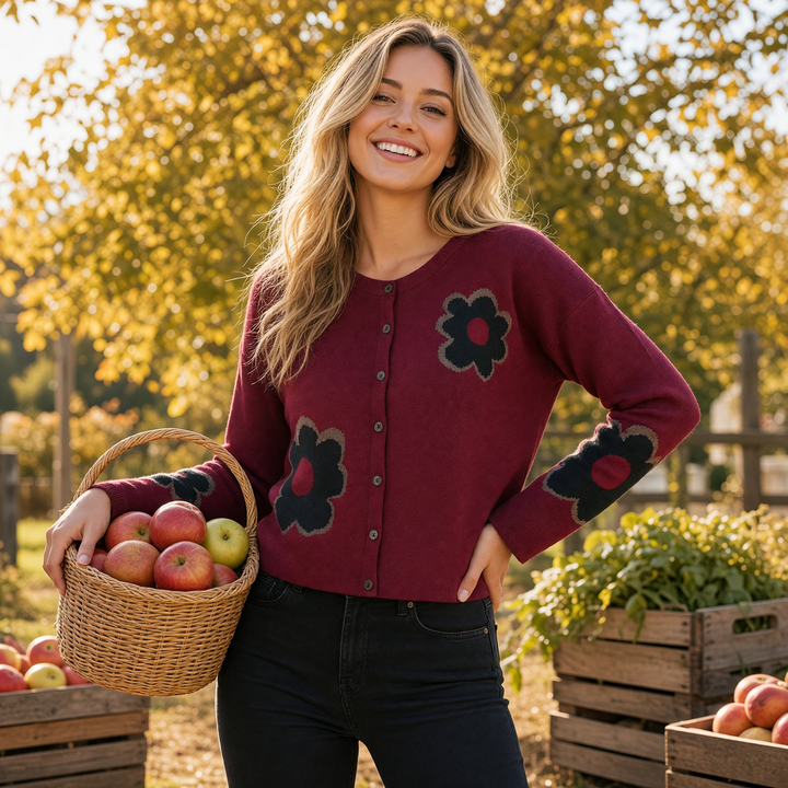 Bloom Cardigan Cherry Black