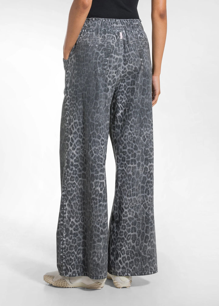 Leopard Print Palazzo Pant Denim