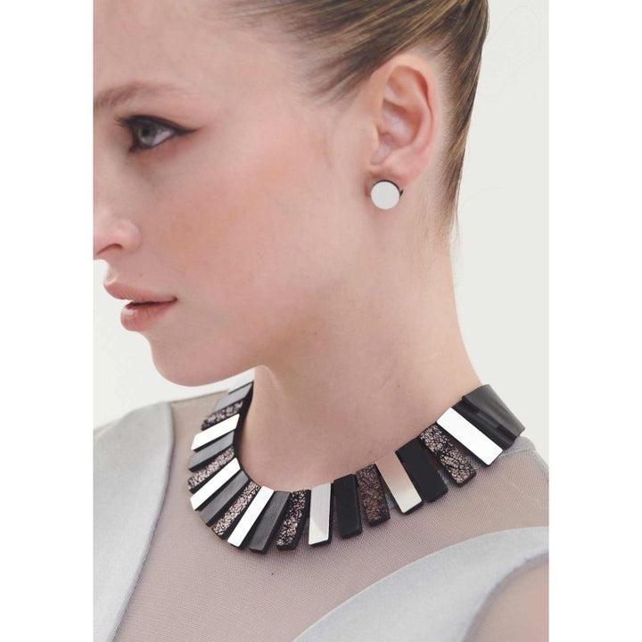 Piano Notes Necklace Black and Silver