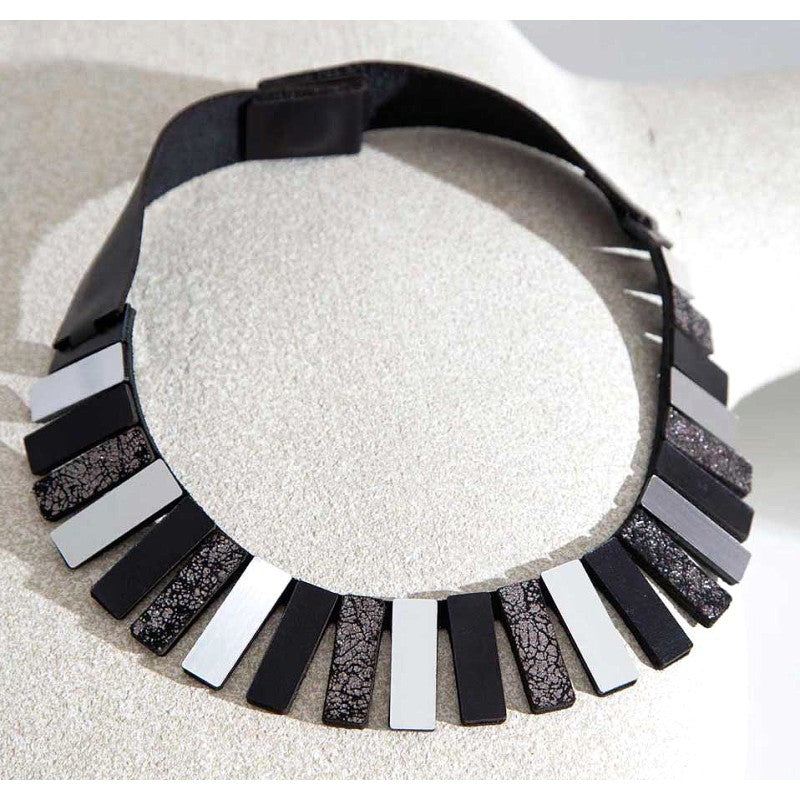 Piano Notes Necklace Black and Silver